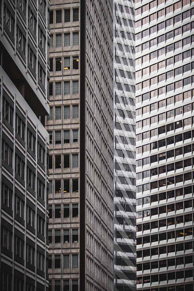 city worms-eye vies of buildings new york