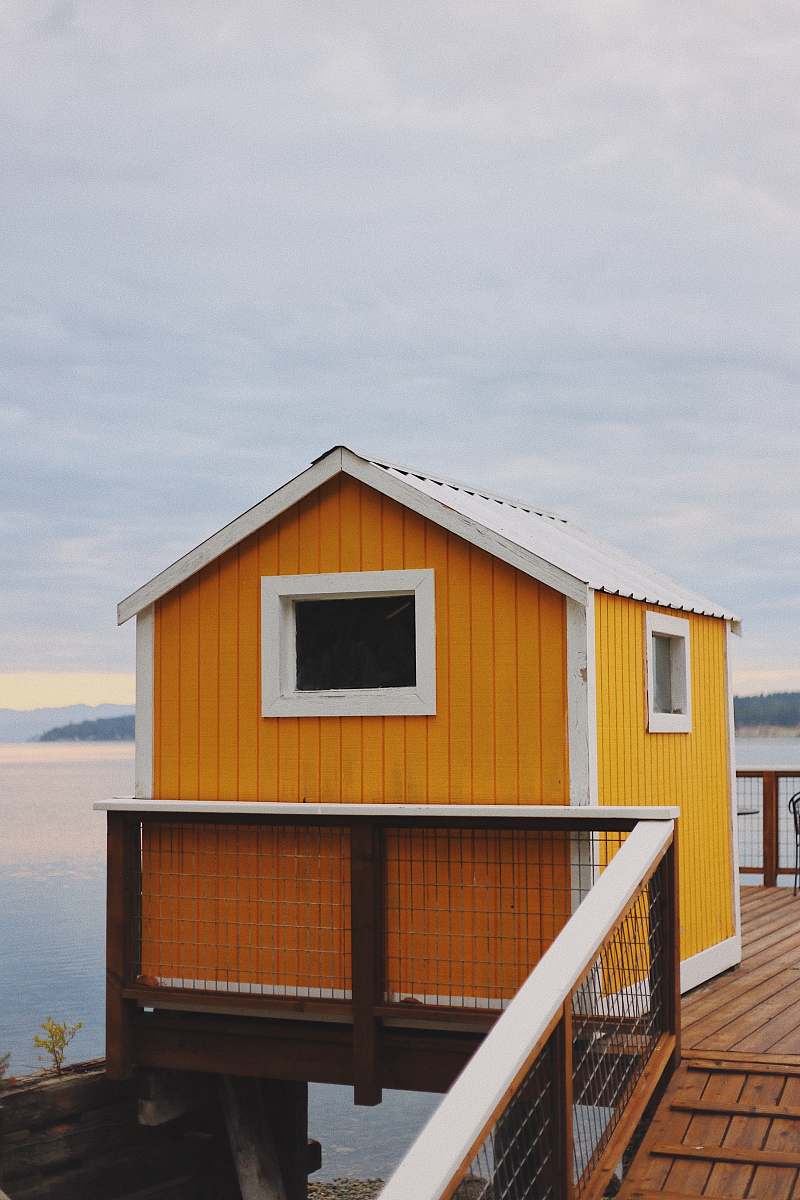 nature orange and white shed in dock outdoors