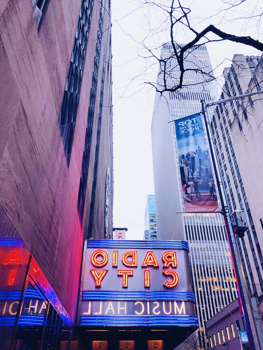 city Radio City Music Hall signage town