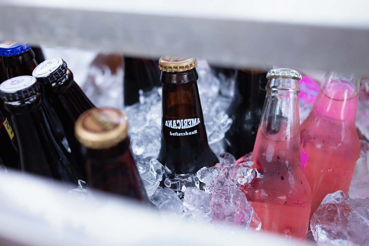 bottle clear labeled bottles in cooler box alcohol
