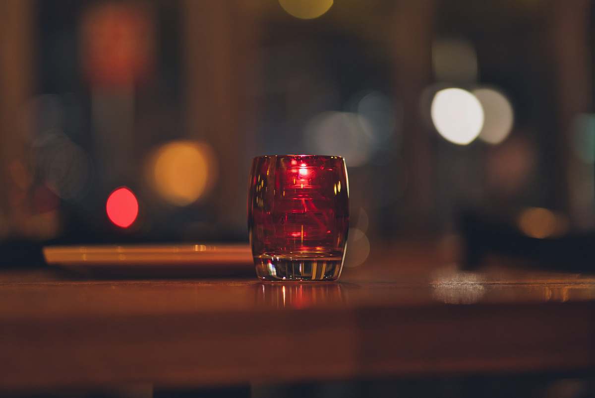 alcohol red tinted drinking glass beer