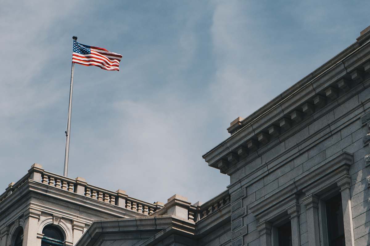 flag American Flag on building charleston