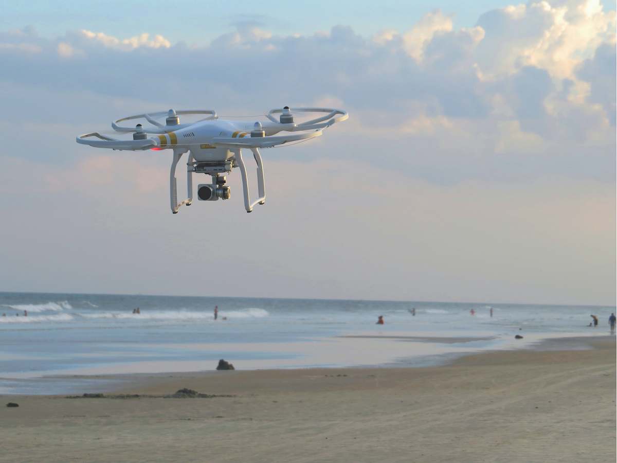 aircraft DJI Phantom 3 Standard at seashore airplane