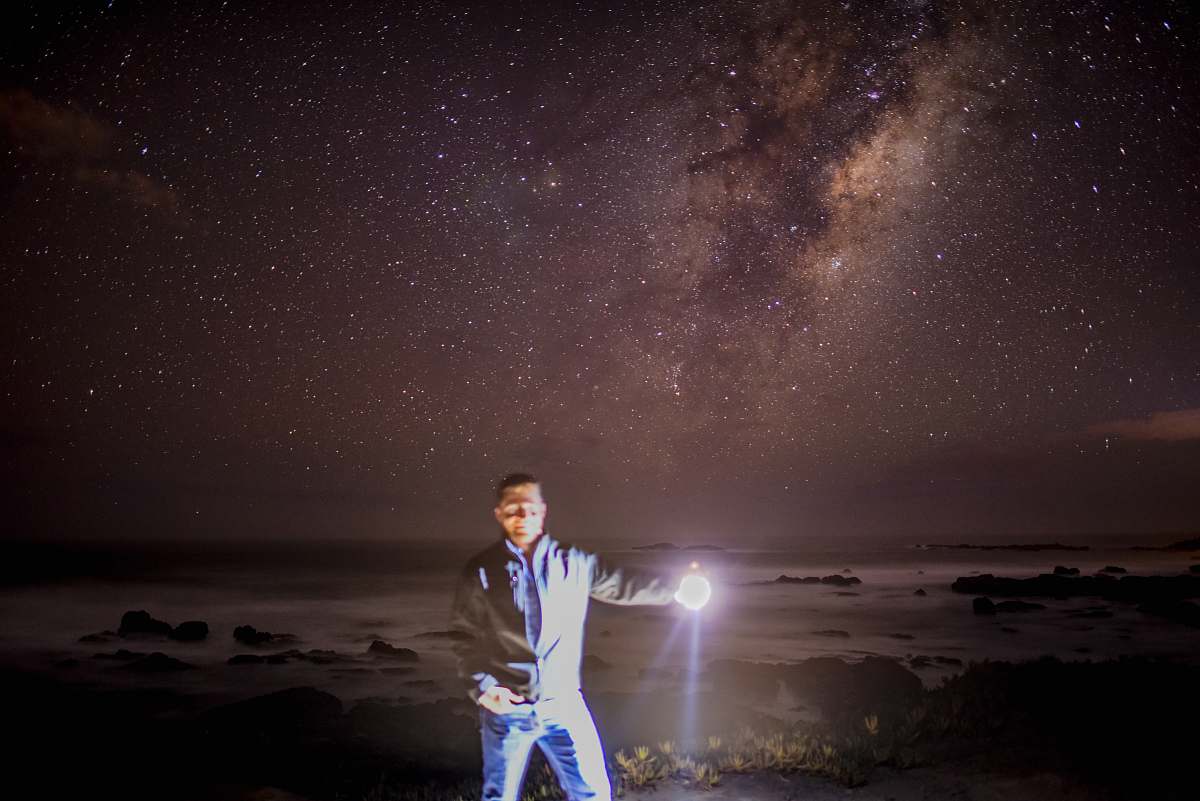 Person Man Holding Flashlight People Image Free Photo