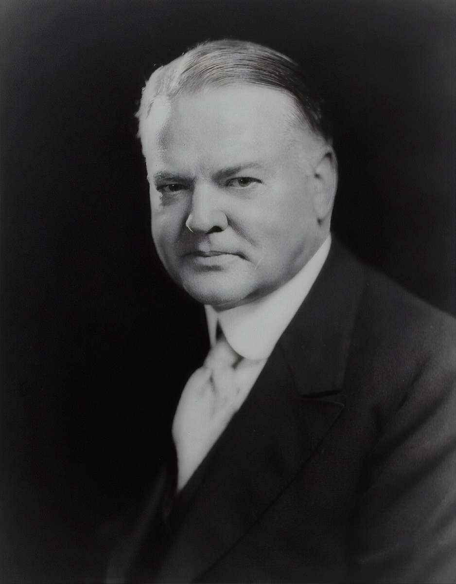 black-and-white President Herbert Hoover face