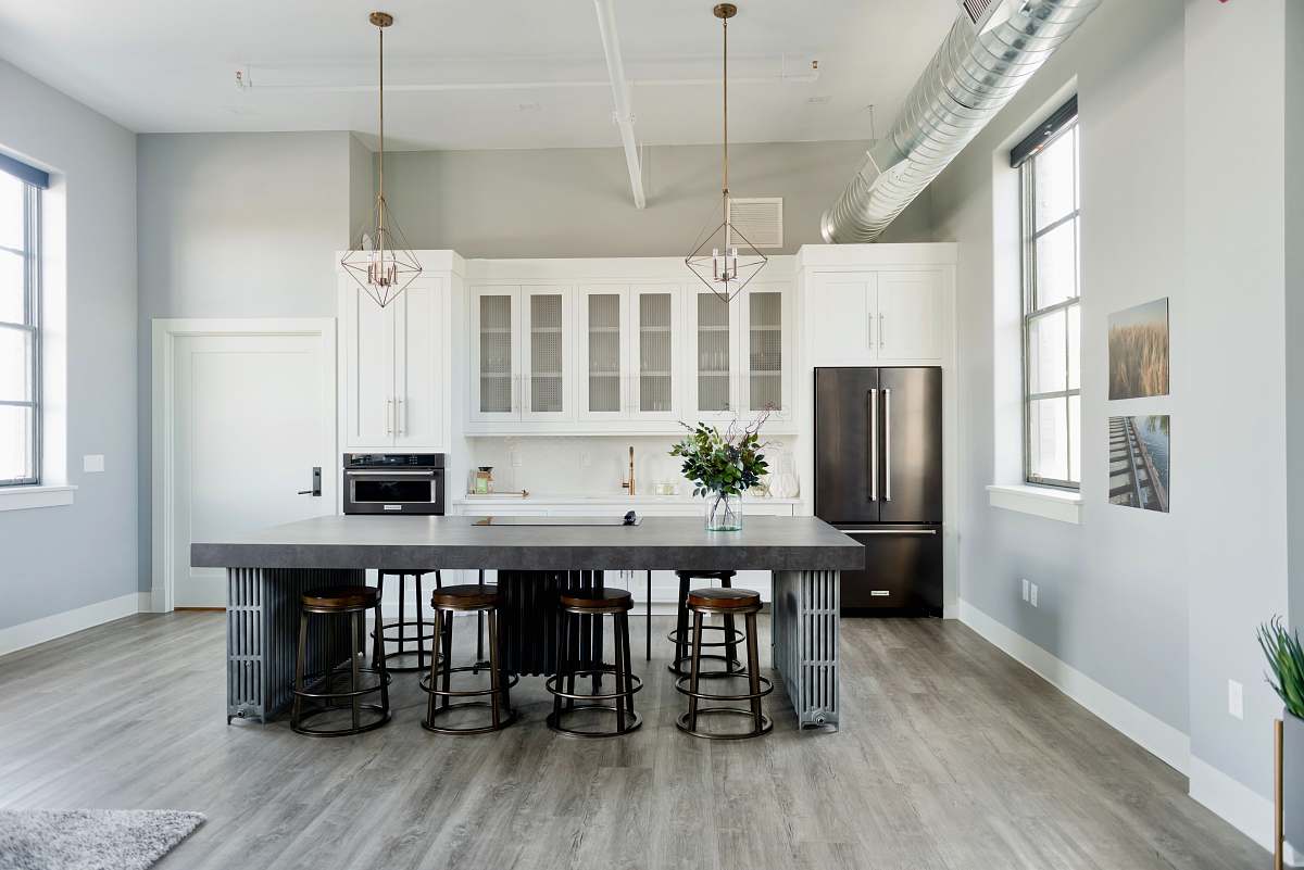 room black wooden table and chairs kitchen island