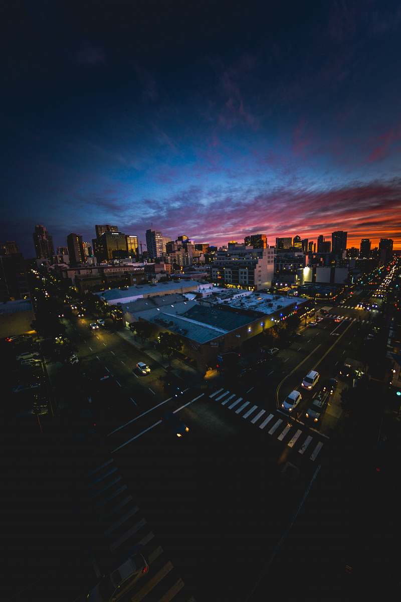 nature aerial view photography of city at night outdoors