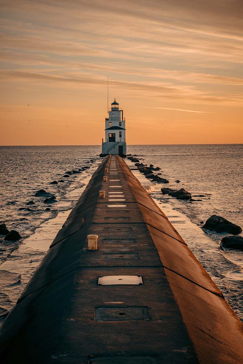 coast white lighthouse ocean