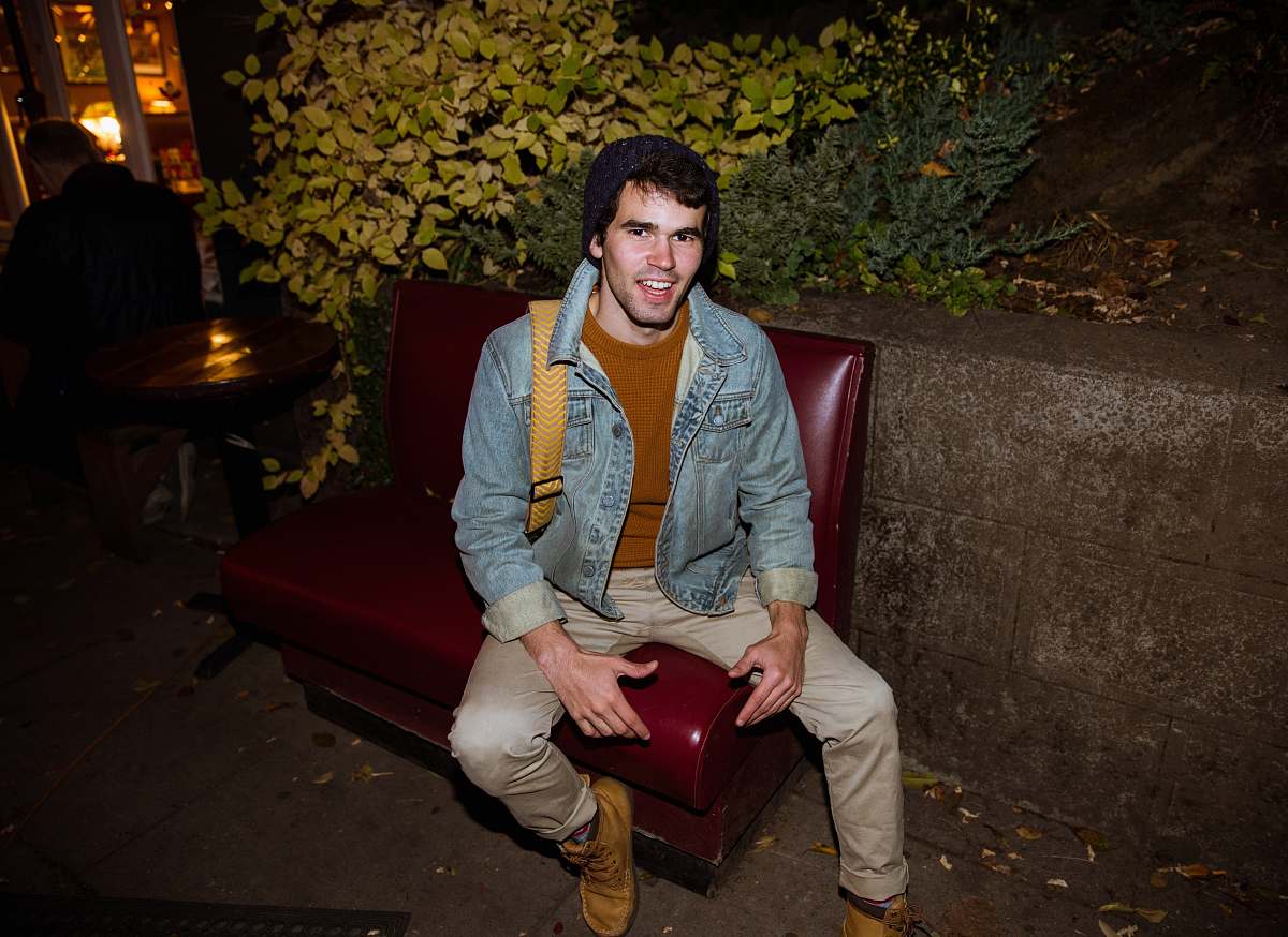 human man in blue denim jacket people