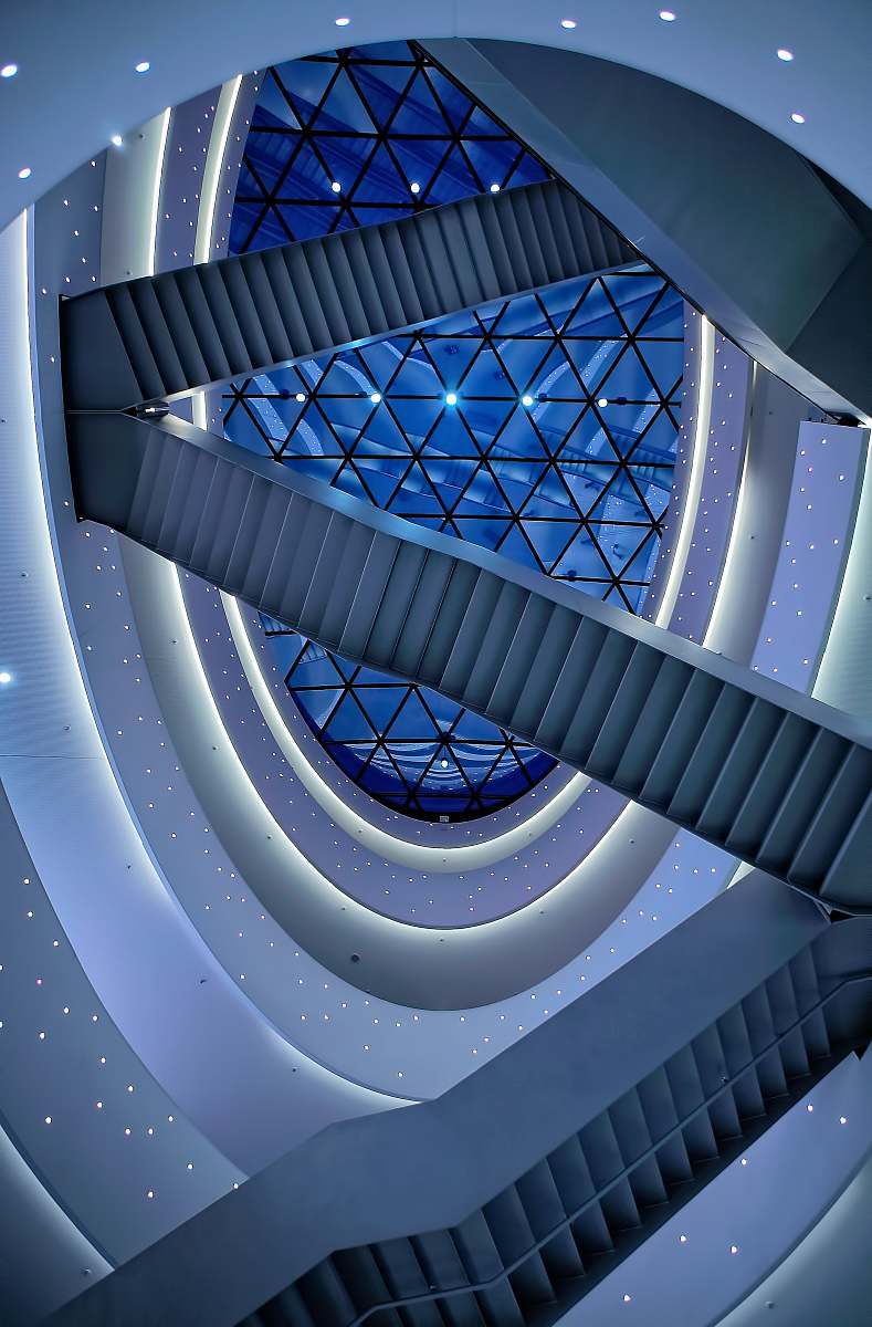 building architectural photography of buildings interior blue