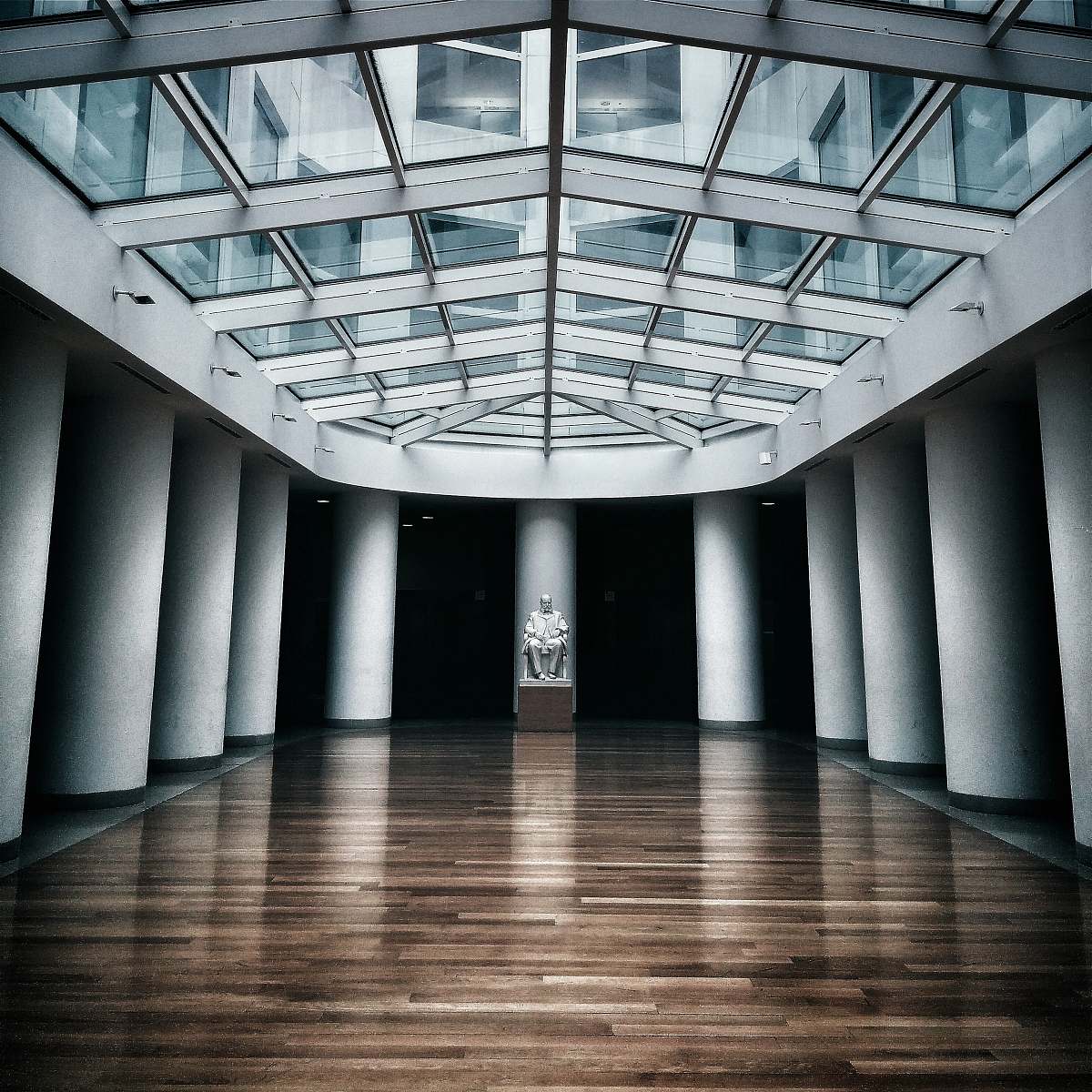 building architectural photography of modern building with glass roofing window
