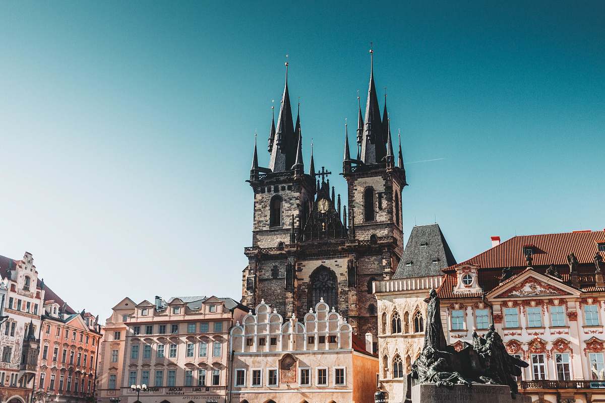 building architectural photography of Old Town Square spire