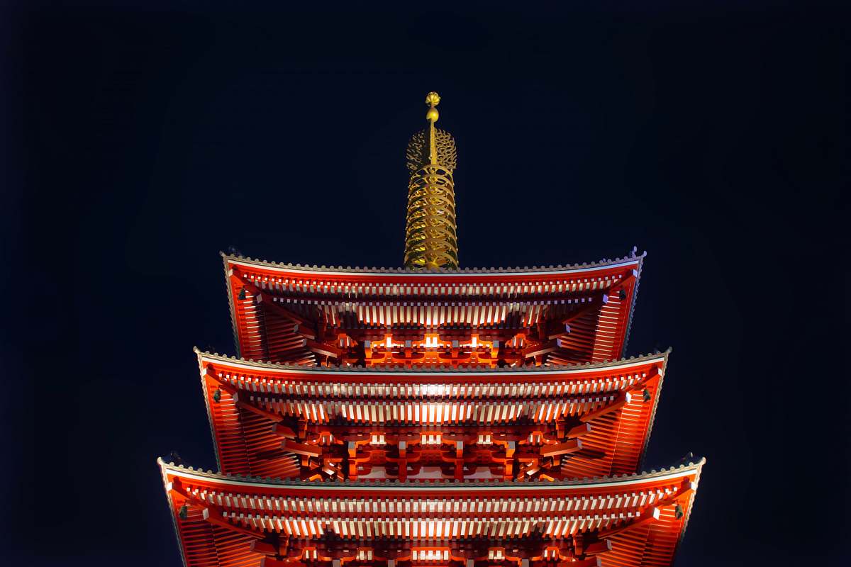 building Asakusa temple in Japan during night time pagoda