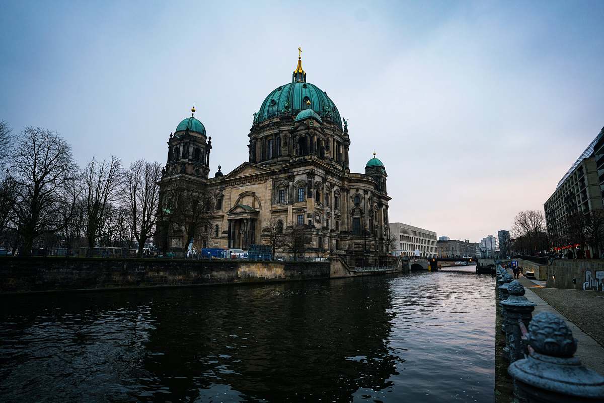 building Berlin Cathedral near river dome