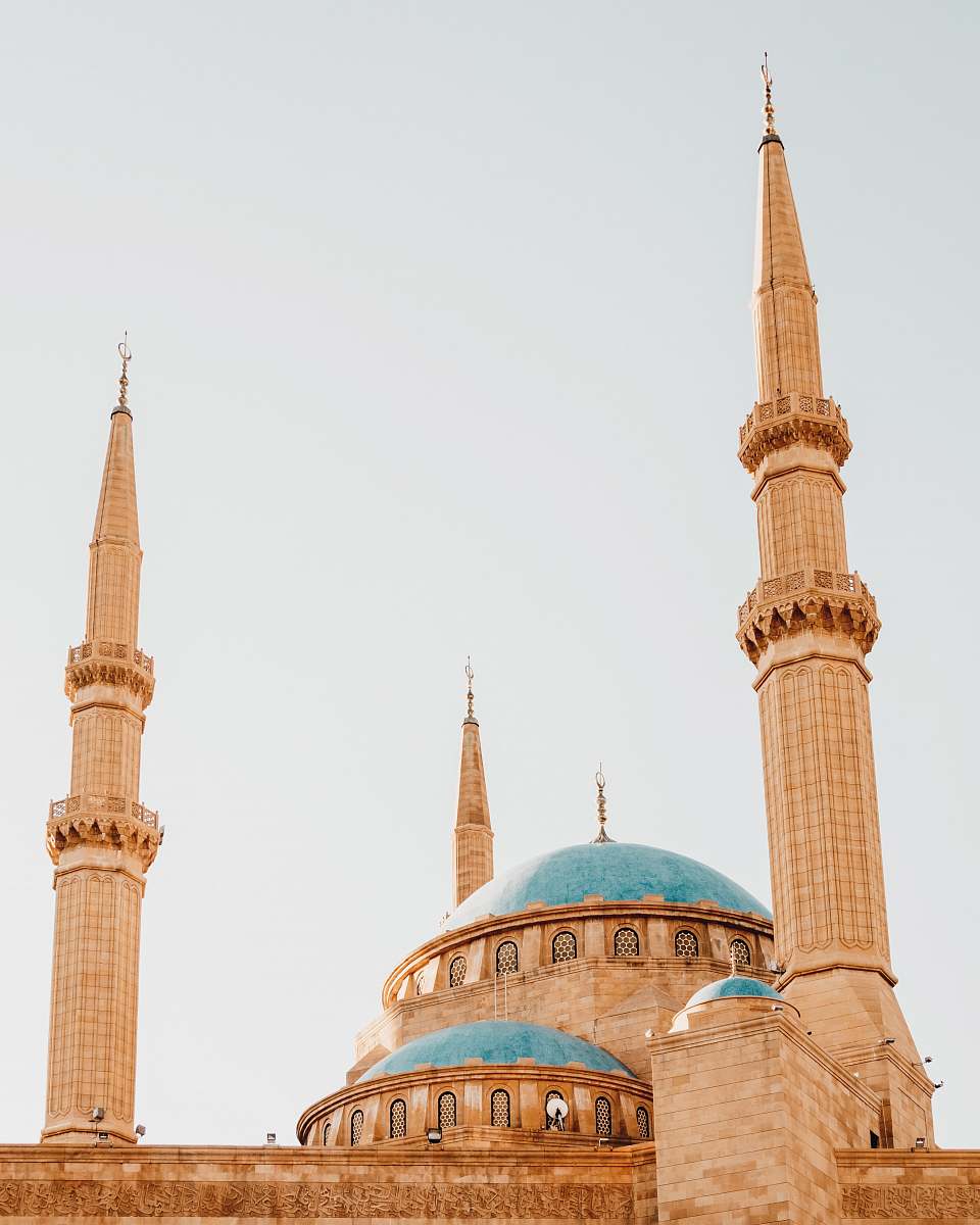 building blue and brown dome mosque dome
