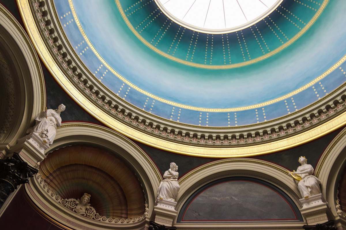 building blue and gray false ceiling window