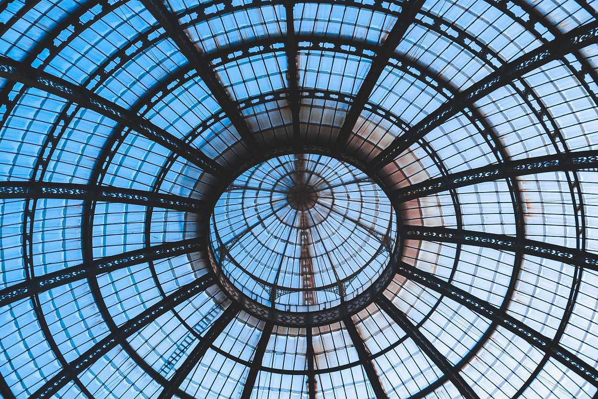 building blue dome building window