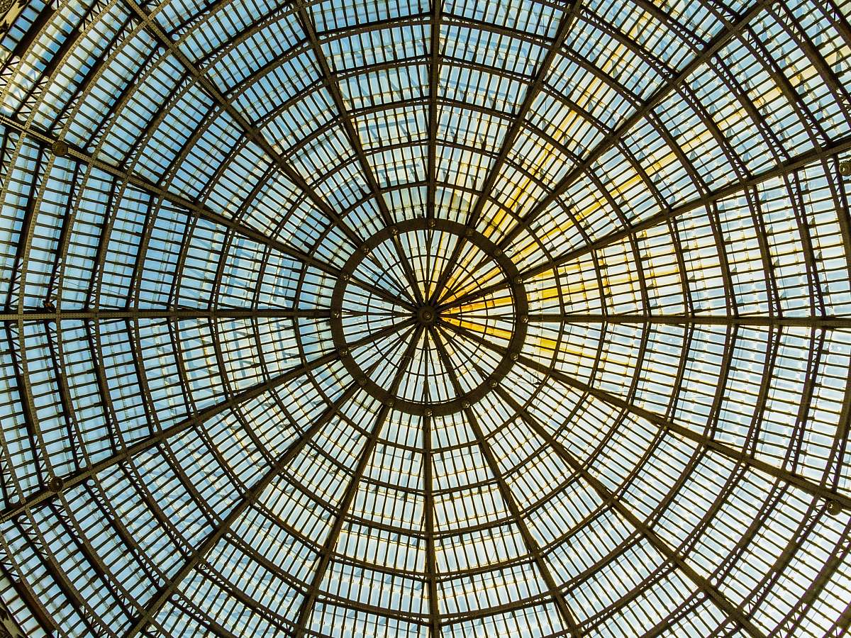 window brown metal framed glass dome ceiling building