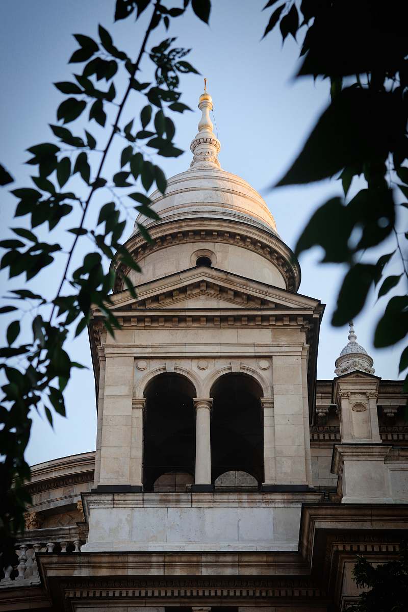 building brown painted concrete tower dome