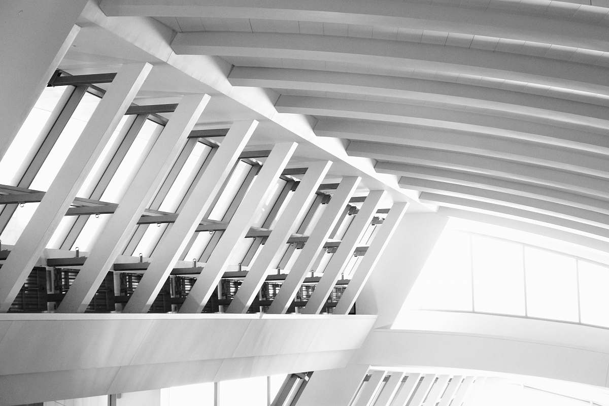 building close-up photography of building black-and-white