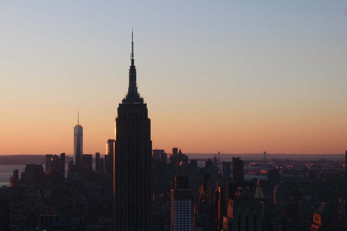 building Empire State Building, New York during golden hour tower