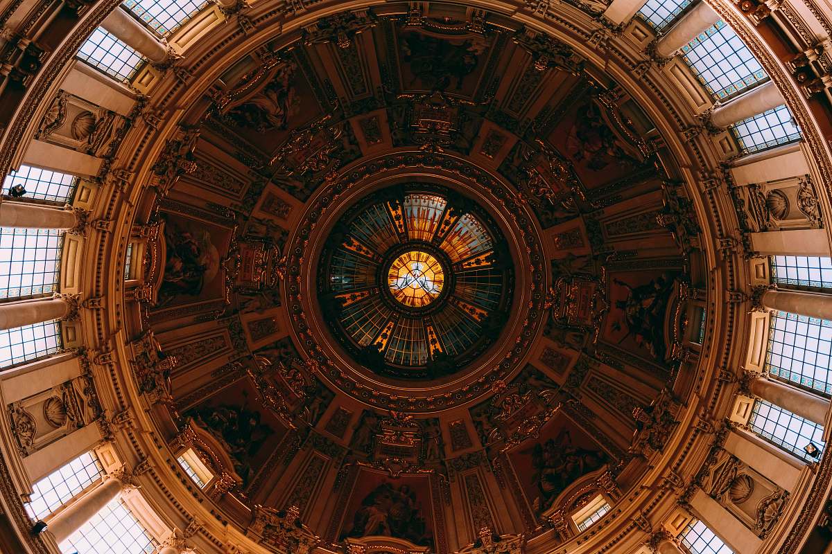 building gold and brown dome building interior apse