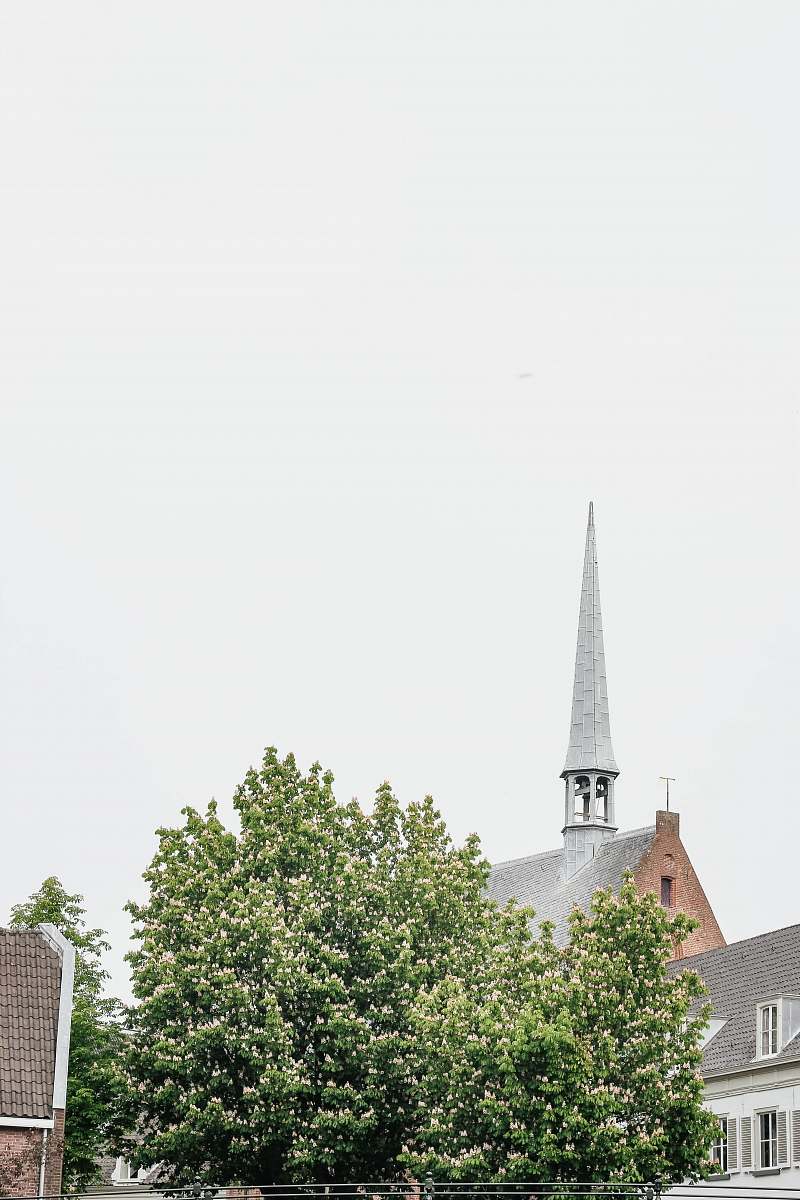 building gray and brown cathedral under white clouds steeple