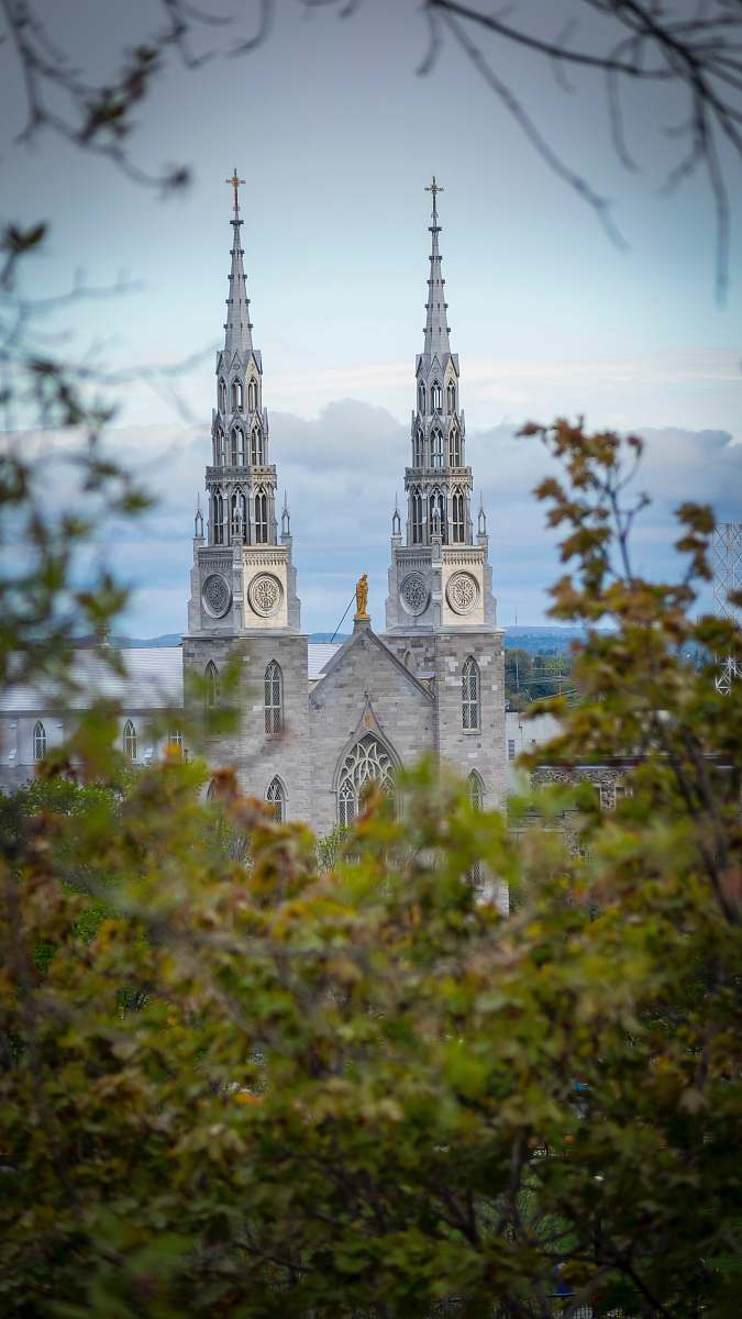 building gray cathedral with two towers tower