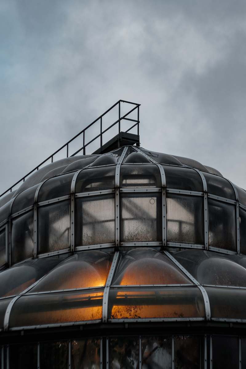 building gray steel house dome