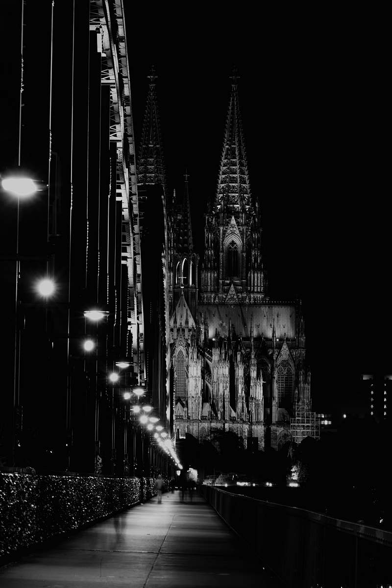 building grayscale photo of lighted cathedral black-and-white