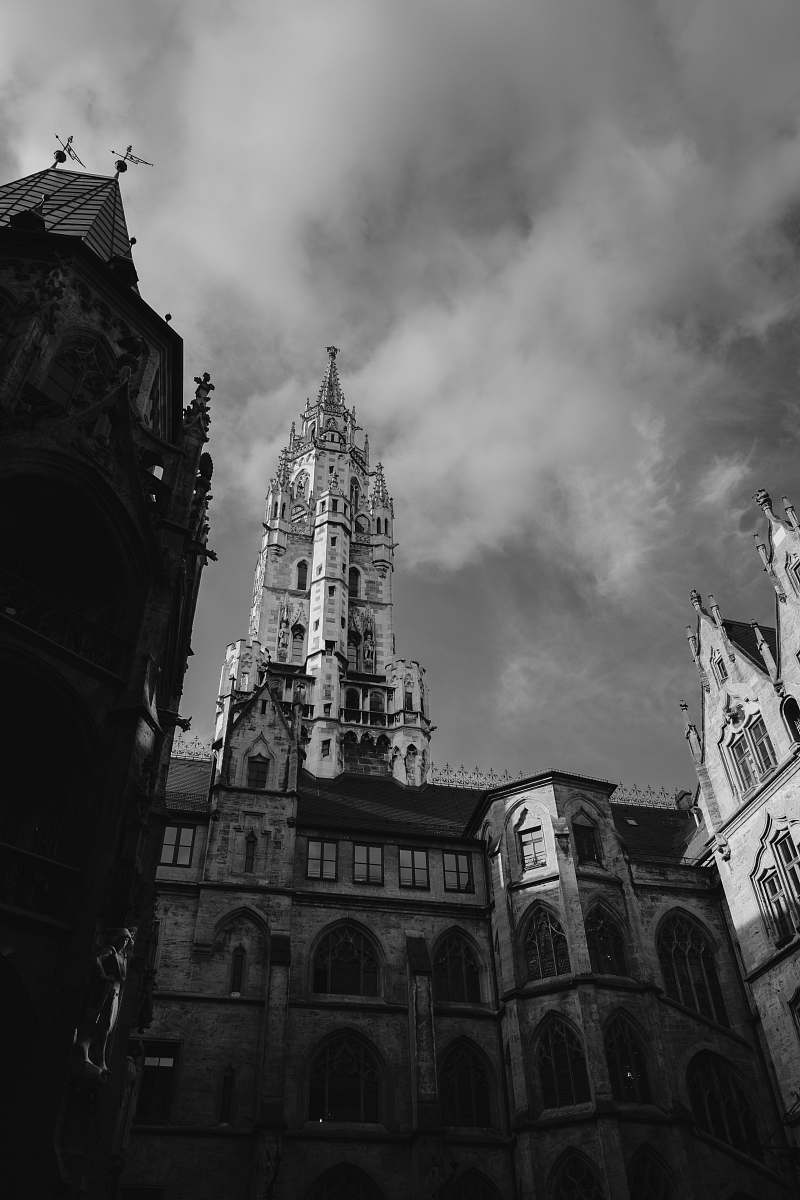building grayscale photo of vintage church black-and-white
