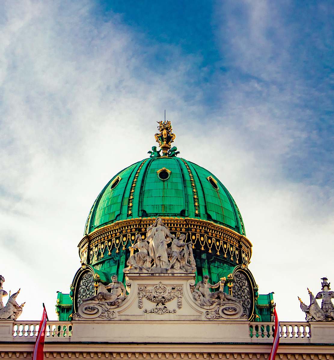 building green dome building under cloudy sky dome