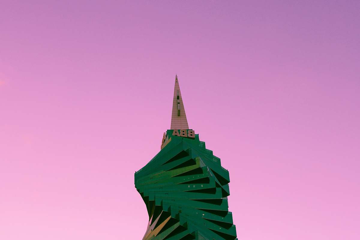 building green painted building tower