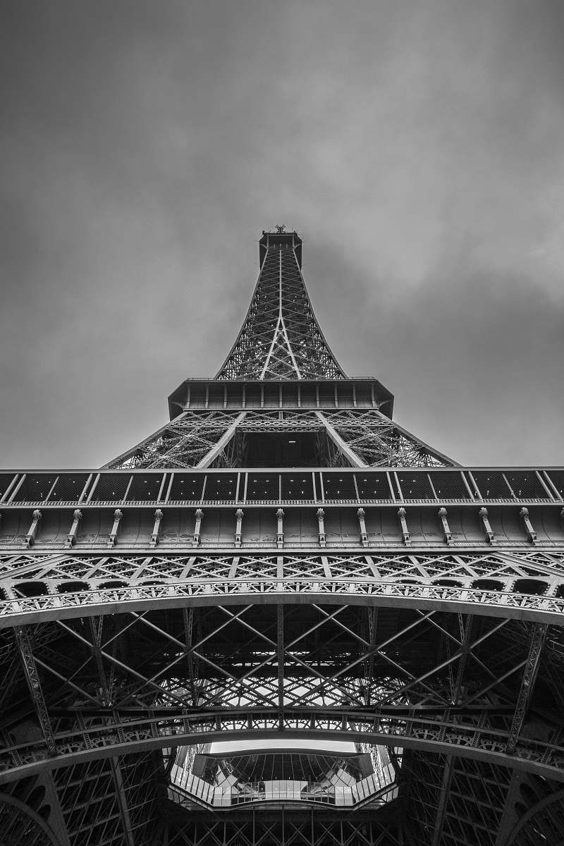 tower low angle photo of the Eiffel tower black-and-white