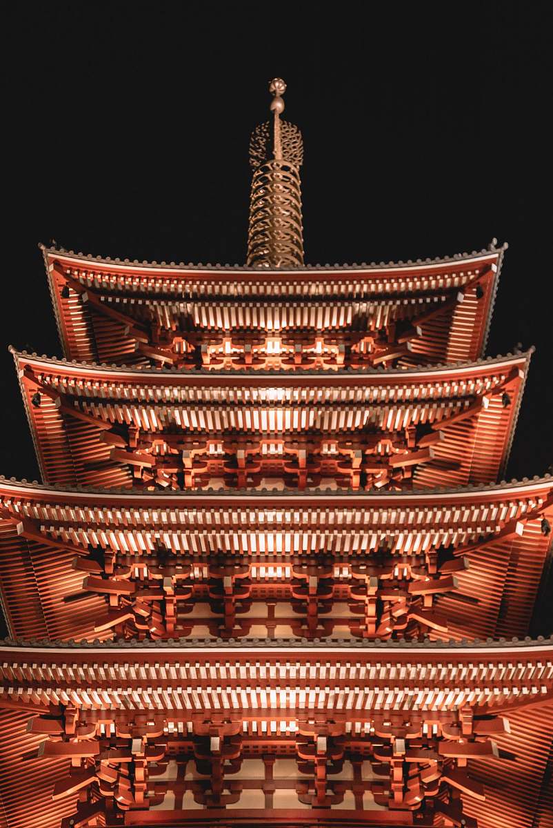 temple low-angle photography of red pagoda house worship