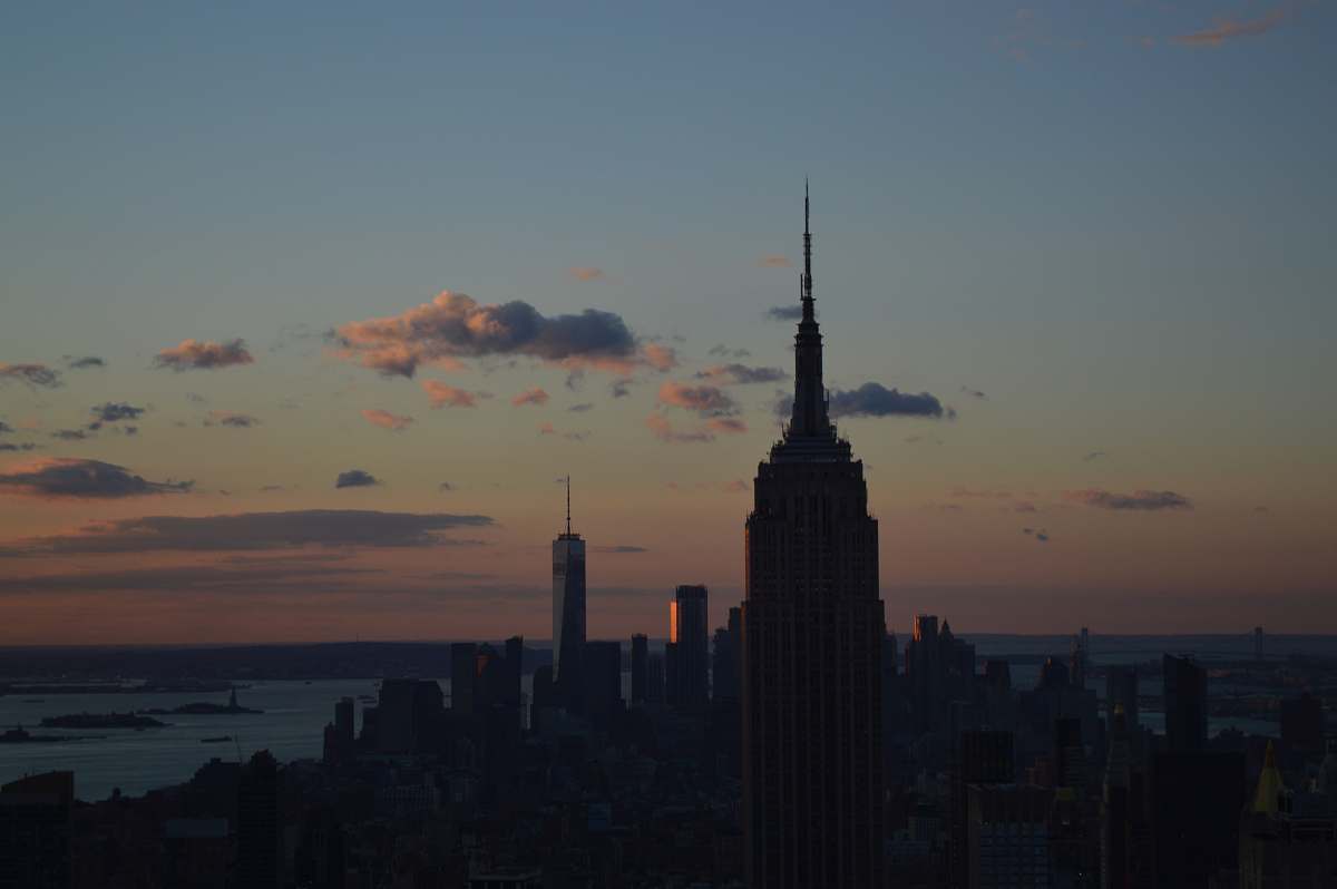 building silhouette of Empire State building spire