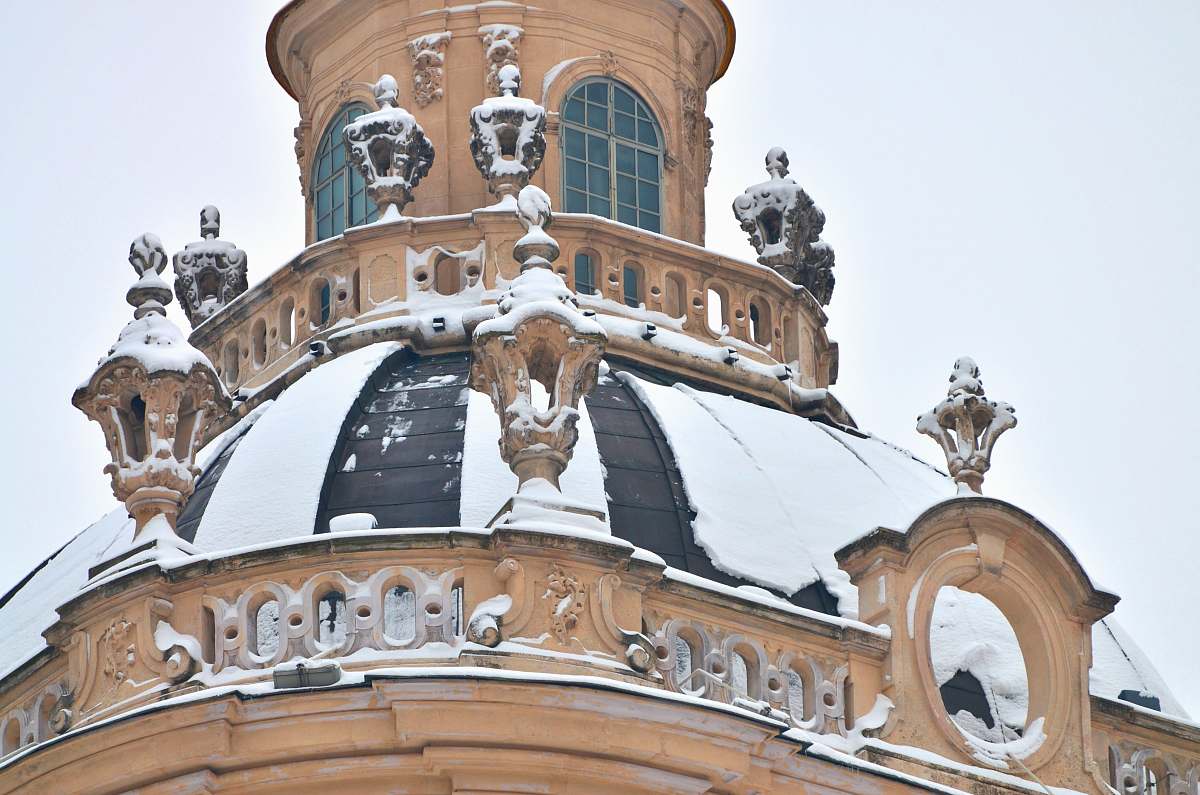 building snow covered brown building dome