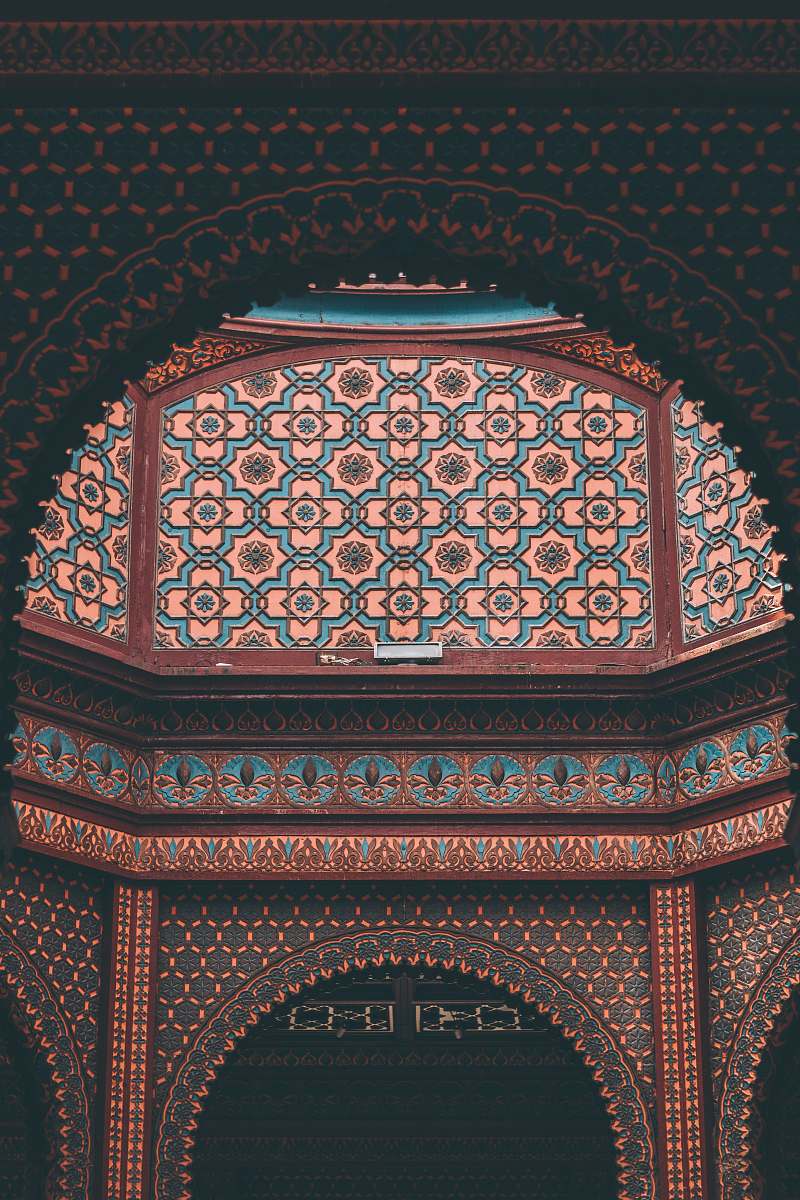 building teal and pink dome interior dome