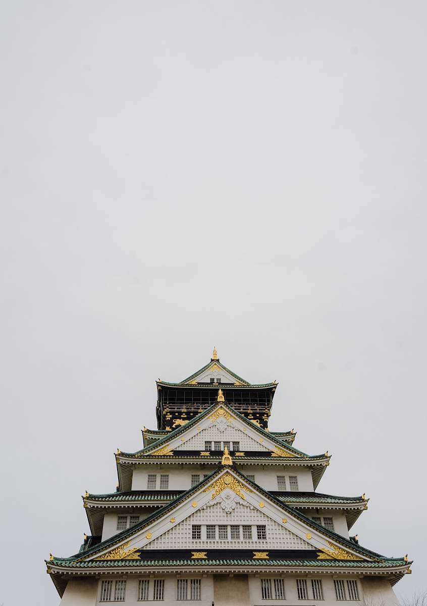 castle white and black pagoda building japan