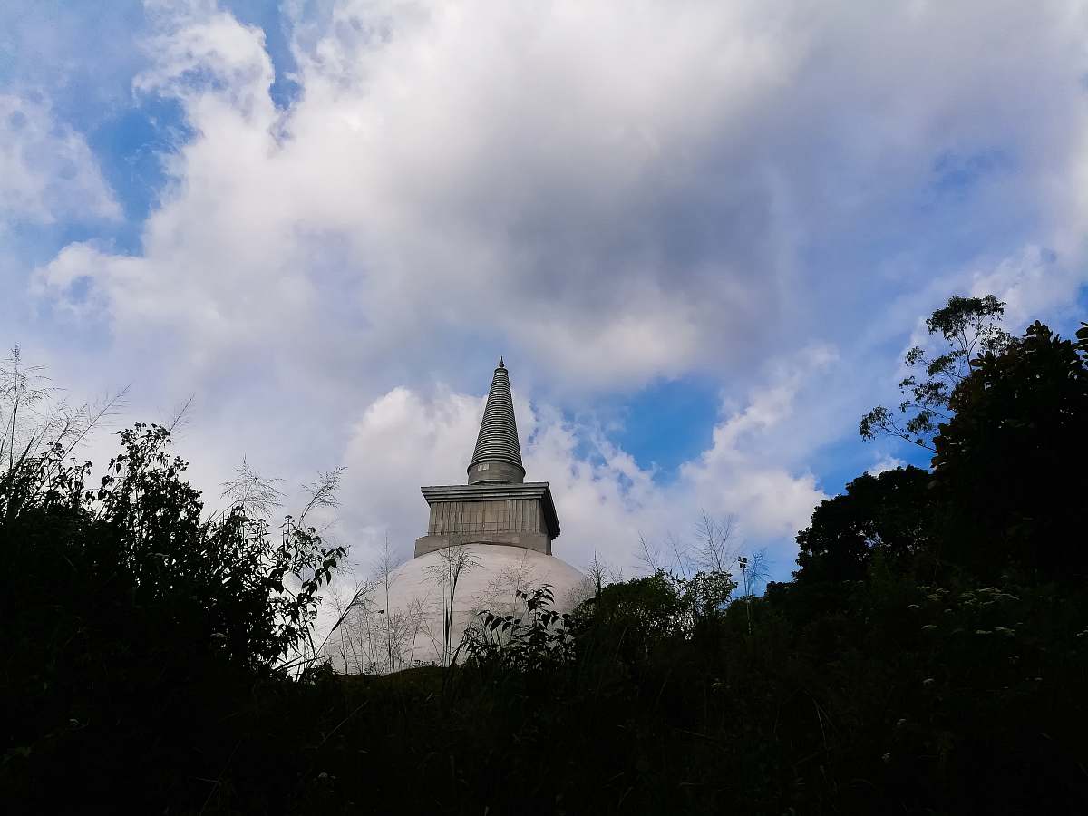 building white and gray dome buildings surrounded with trees under white and blue skies spire