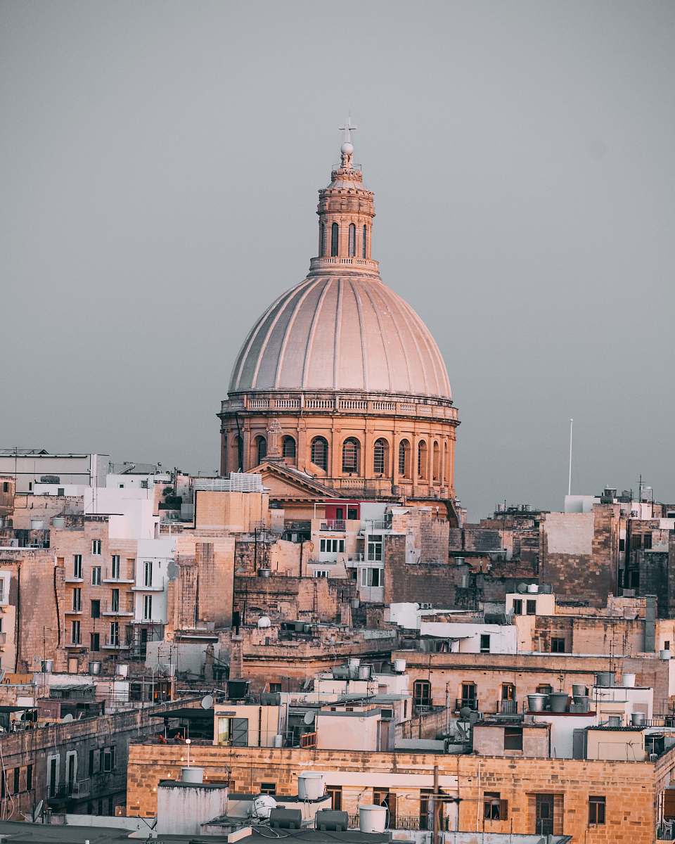 building white and multicolored concrete buildings dome