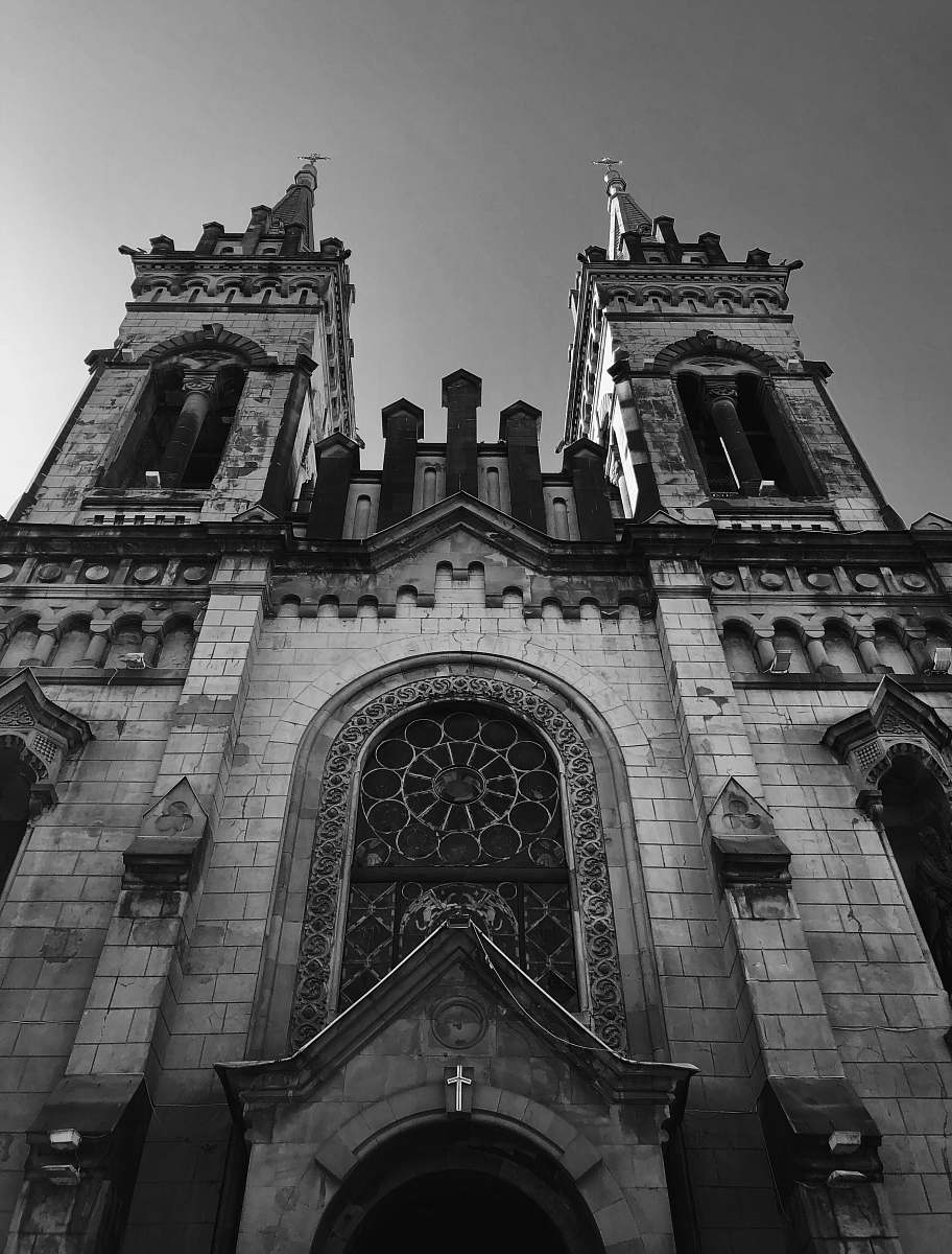 architecture grayscale photo of gray building building
