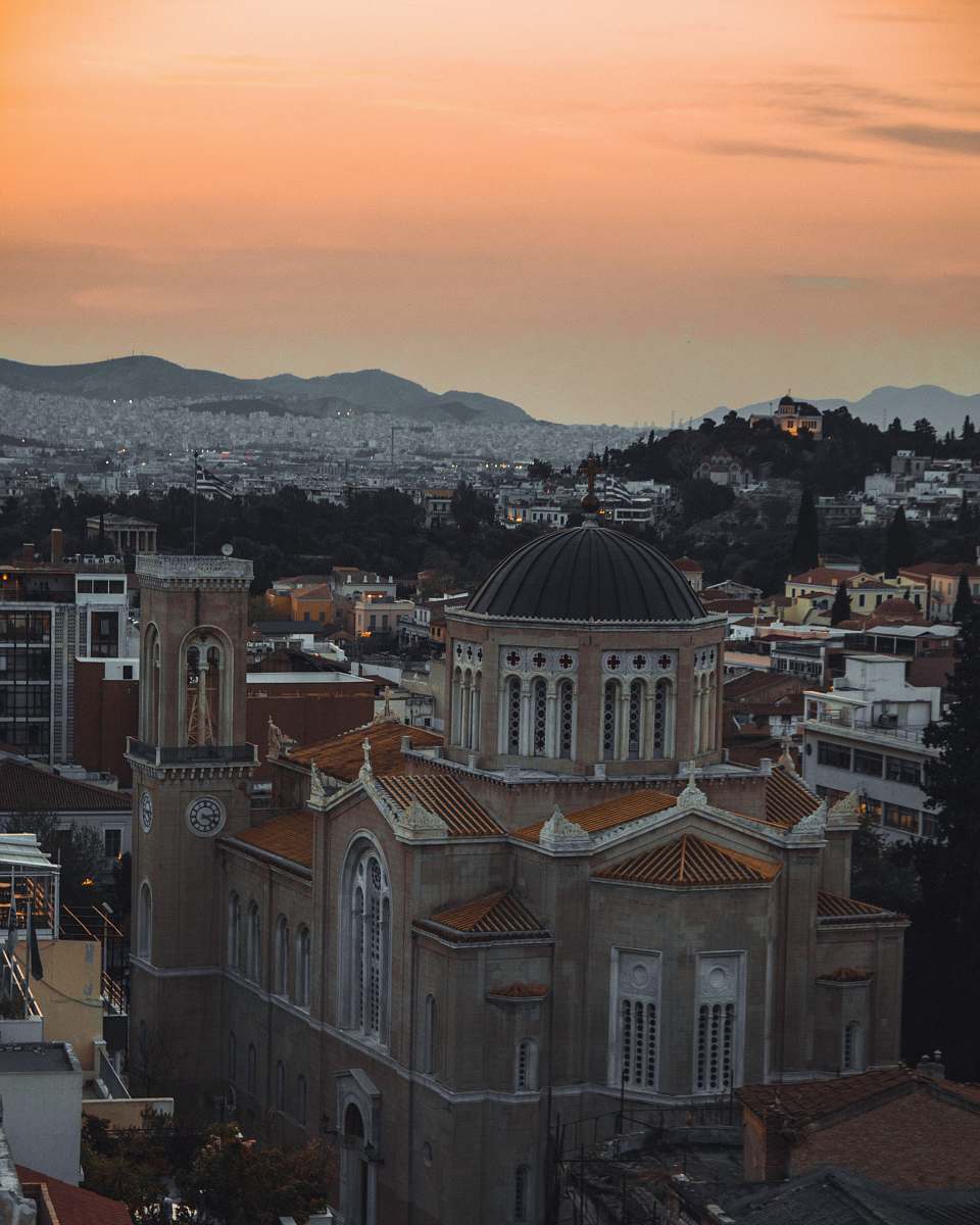 architecture aerial view of city under golden sky outdoors