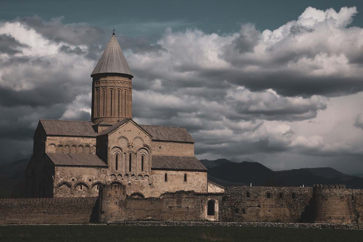 architecture Alaverdi Monastery, Eastern Georgia during cloudy day spire