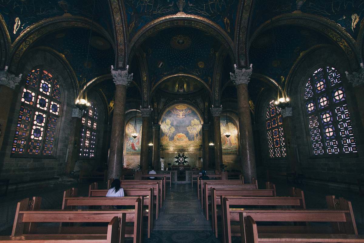 architecture few people sitting inside church church