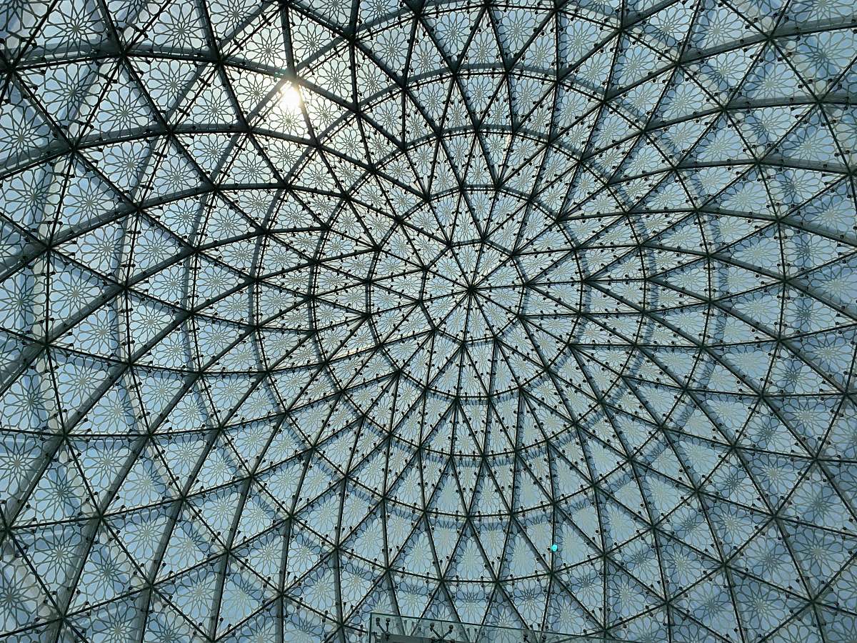 architecture floral glass dome grey
