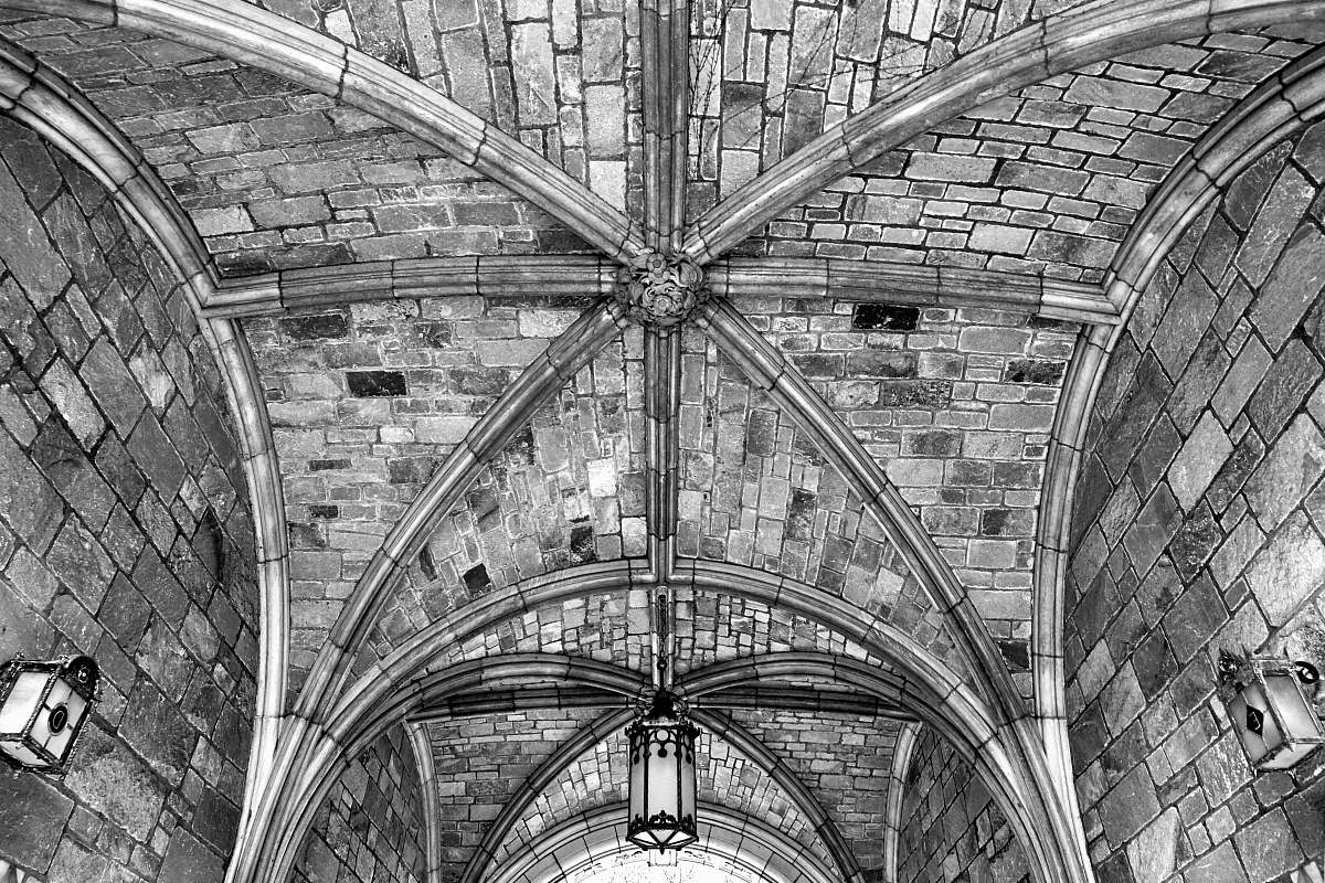 architecture grayscale photography of concrete ceiling black-and-white