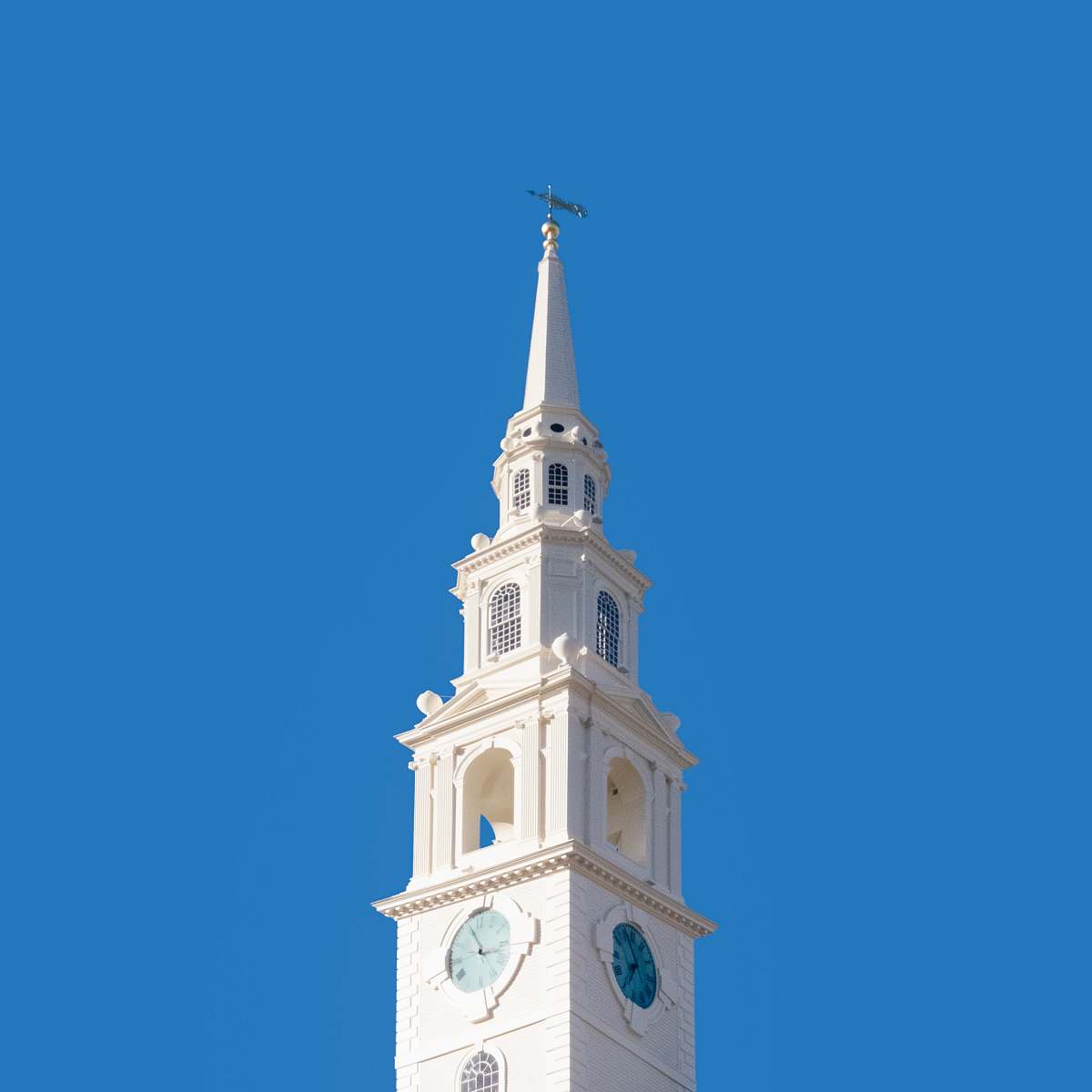 architecture photo of white painted catedral tower