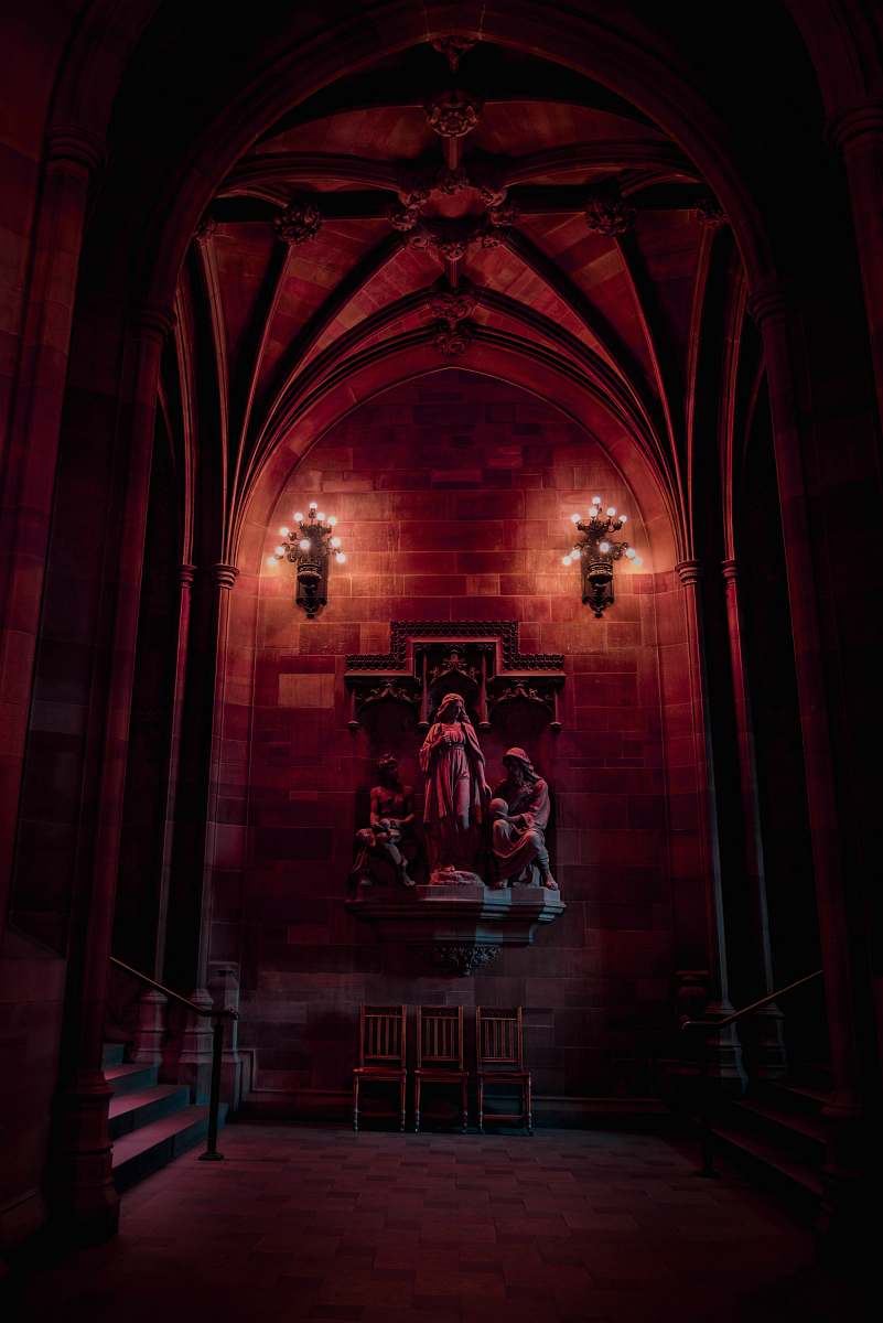 architecture religious statues inside cathedral apse