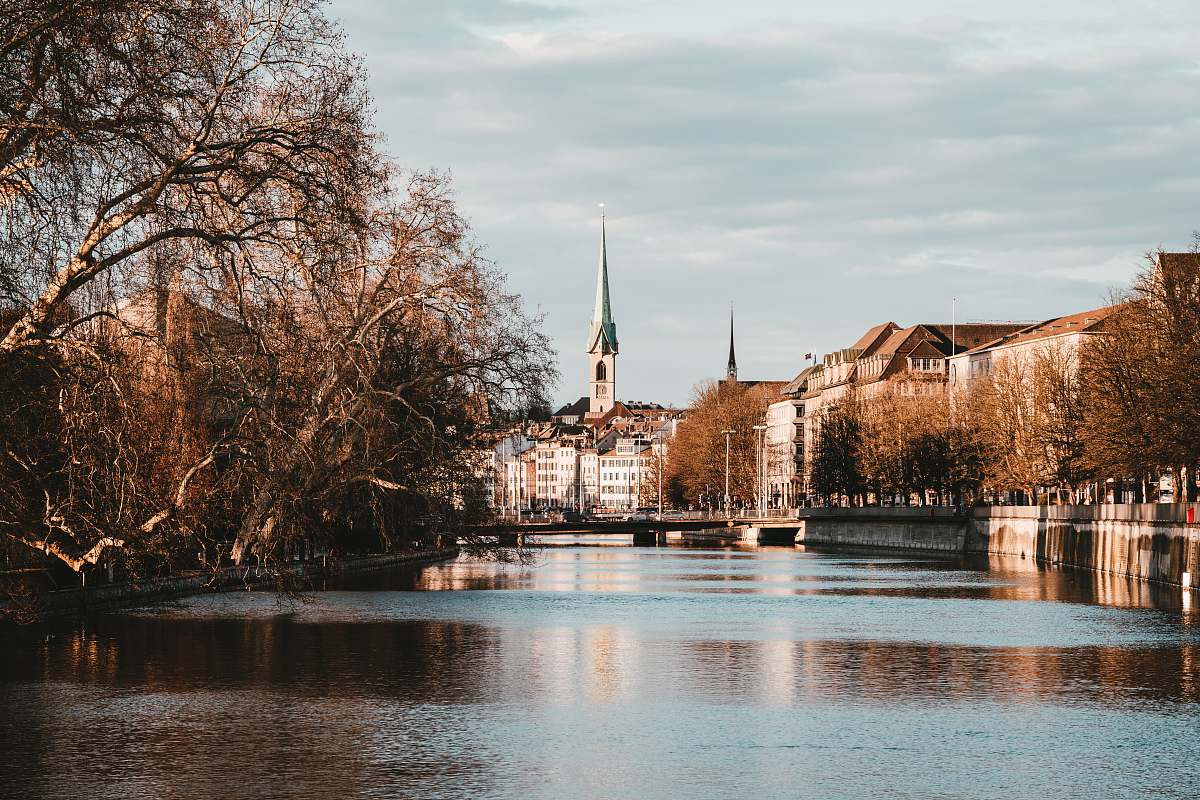 spire river in city tower